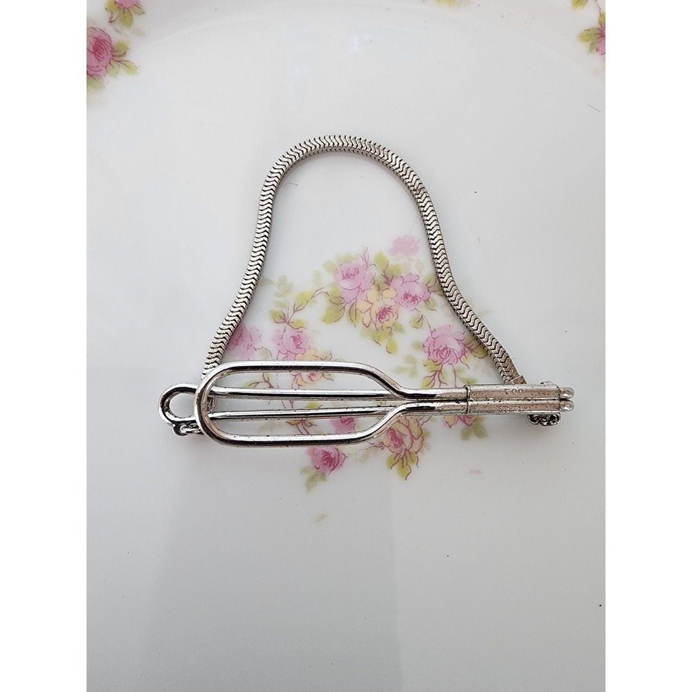 Vintage FCC Sterling Silver Tie Clip Snake Chain Dapper Mens Jewelry MCM Mad Men